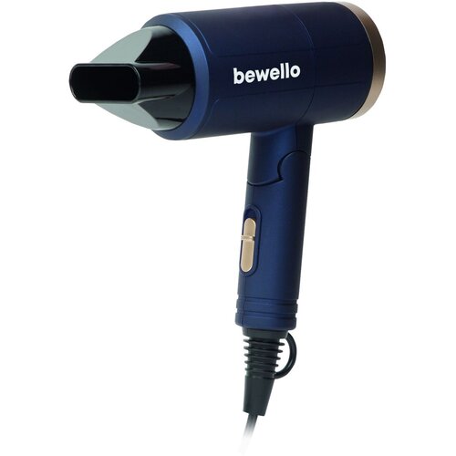 Bewello BW3040 Putni Fen za Kosu &amp;ndash; 1300W Snage, Sklopiva Ručka &amp;amp; 2 Brzine, Tamnoplavi/Zlatni Slike