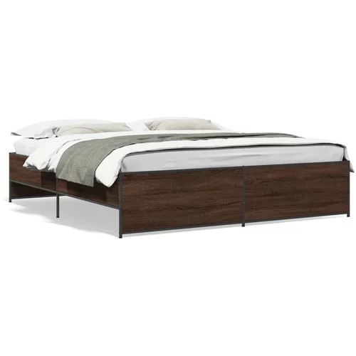  Okvir za krevet smeđi hrast 200x200cm konstruirano drvo i metal