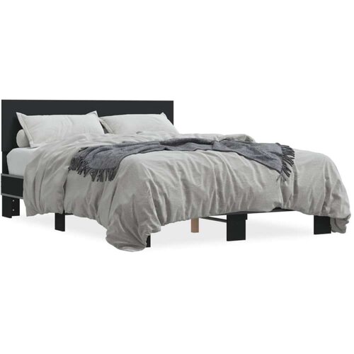  Okvir za krevet crni 135x190 cm konstruirano drvo i metal Slike