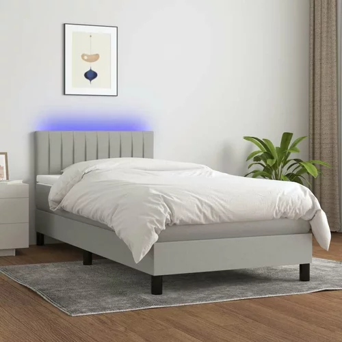  Box spring postelja z vzmetnico LED sv. siva 100x200 cm blago, (20723722)