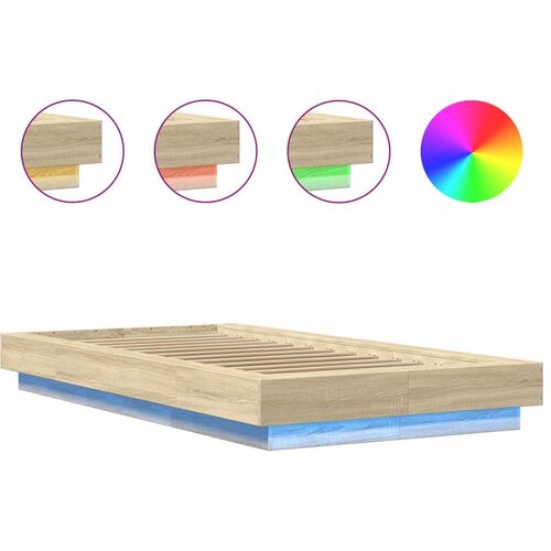 VidaXL Okvir za krevet s LED svjetlima 75x190 cm od konstruiranog drva Slike