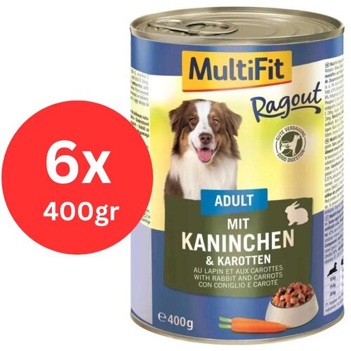 MultiFit Ragout Adult, Vlažna hrana za pse, Zečetina i šargarepa, 6x400g Cene