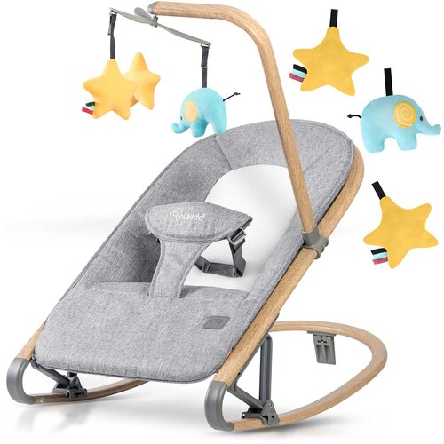 Nukido Gray Rocking Chair with Toys - 2-in-1 Bouncer for Infants, (21740332) Cene