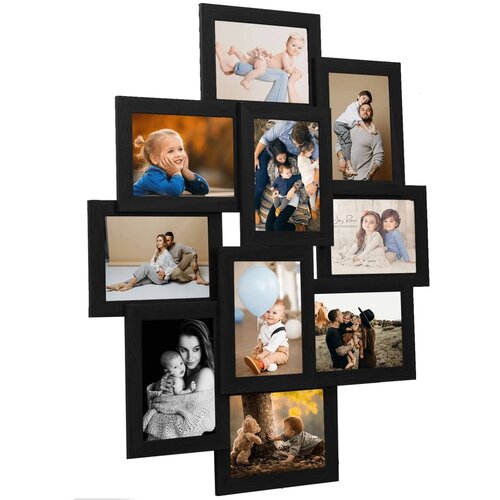 VidaXL Okvir za 10 fotografija (13 x 18 cm) crni MDF Slike