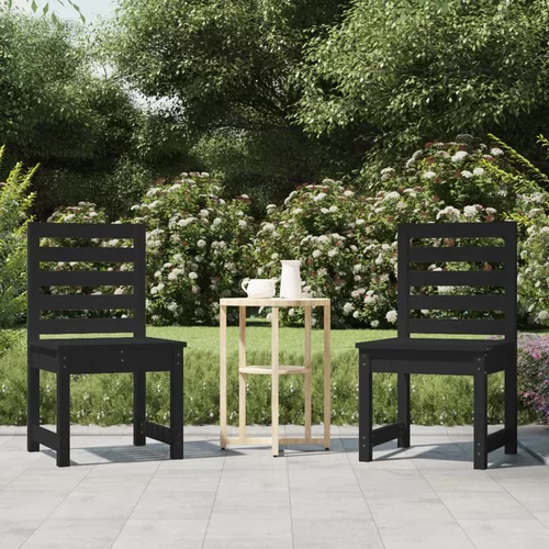  Vrtne stolice 2 kom crne 40,5x48x91,5 cm od masivne borovine