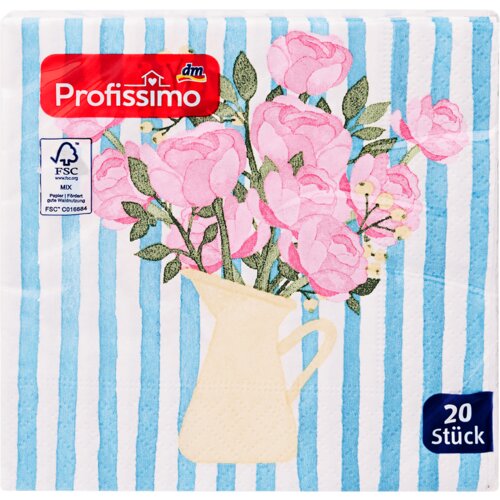 Profissimo Salvete, 3–slojne motiv cveća, 25 x 25 cm 20 kom Cene