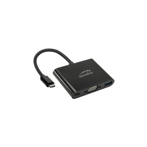  USB adapter kabl Type-C 3u1, SPEEDLINK 3in1 USB-C to VGA, USB, USB-C Adapter, HQ, SL-180027-BK Cene