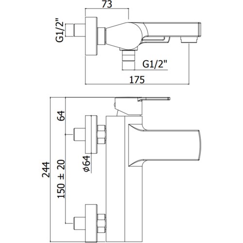 Paffoni ringo baterija za kadu crna RIN023NO Slike