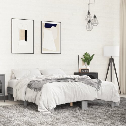 vidaXL Posteljni okvir siva sonoma 150x200 cm inž. les in kovina Cene