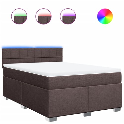 vidaXL Box spring postelja z vzmetnico temno rjav 140x190 cm blago, (21308714) Cene