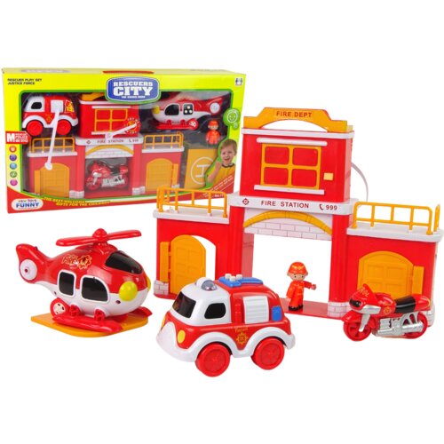  Set vatrogasne postaje sa helikopterom i autićem - crveni Cijene