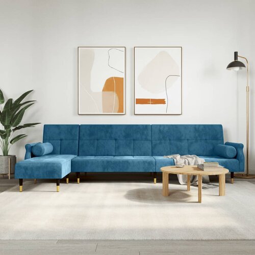 vidaXL Kutna garnitura na razvlačenje plava 271x140x70 cm baršunasta Cijene