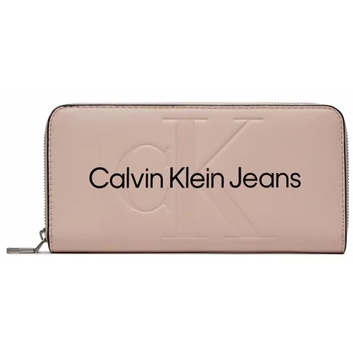 Calvin Klein Jeans Velika ženska denarnica Sculpted Mono Zip Around Mono K60K607634 Roza