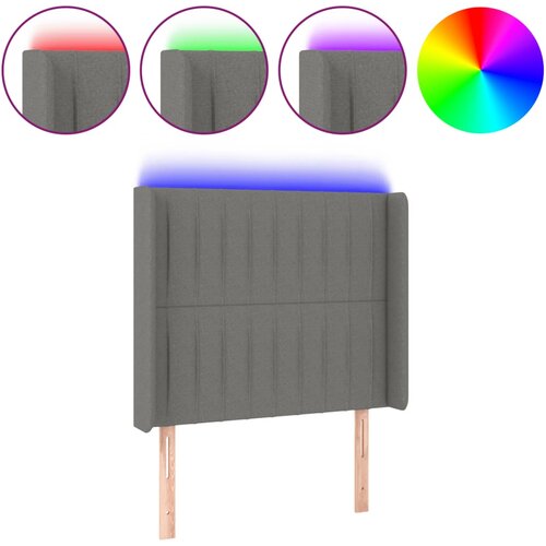 VidaXL LED posteljno vzglavje temno sivo 93x16x118/128 cm blago, (20792815) Slike