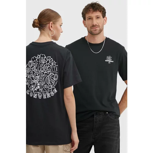 Converse Bombažna kratka majica črna barva, 10027155-A01