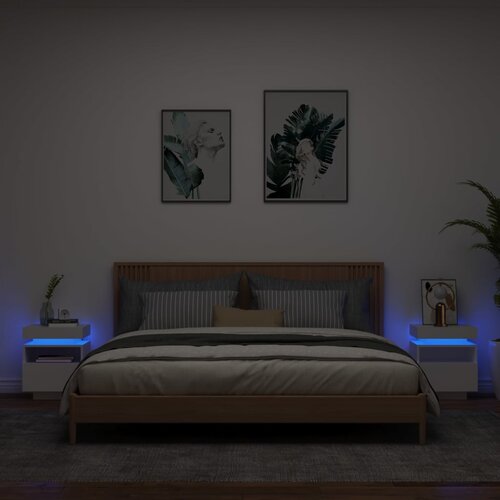 vidaXL Noćni ormarići s LED svjetlima 2 kom bijeli 40 x 39 x 48 5 cm Cijene