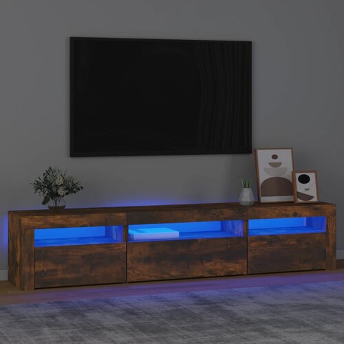 TV ormarić s LED svjetlima boja dimljenog hrasta 195x35x40 cm Cene