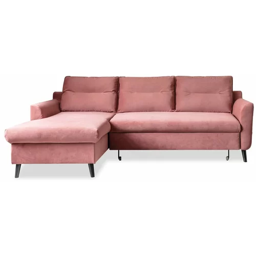 Miuform roza žametna raztegljiva sedežna garnitura Stylish Stan, levi kot