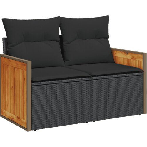  5-dijelna vrtna garnitura od poliratana s jastucima crna 59 x 62 x 69 cm Slike