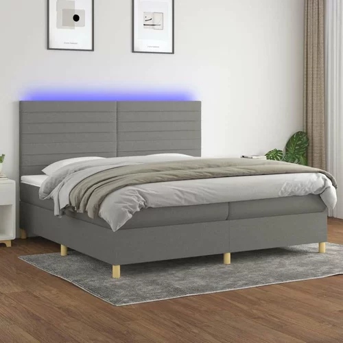  Box spring postelja z vzmetnico LED temno siva 200x200 cm blago, (20851630)