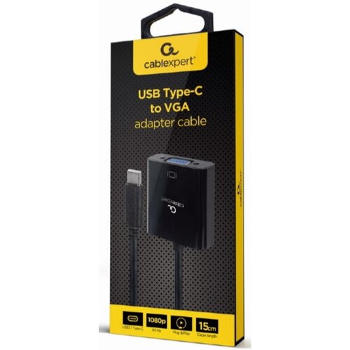 Gembird A-CM-VGAF-01 USB Type-C to VGA adapter cable, 15 cm, black Cene