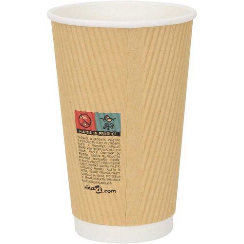  Papirnate &amp;scaron;alice za kavu s poklopcima 1000 kom 16 oz 400 ml Smeđa Slike