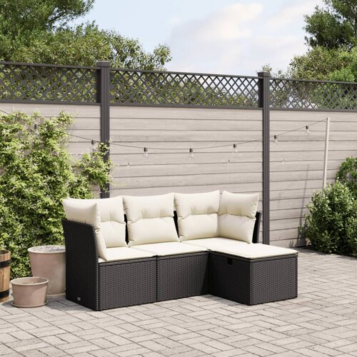 vidaXL 4-dijelni set vrtnih sofa od poliratana s jastucima crni Cijene