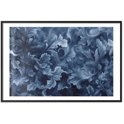  Plakat - Dense Dark Blue Abstract Ornaments 30x21 Crni okvir s margom Slike