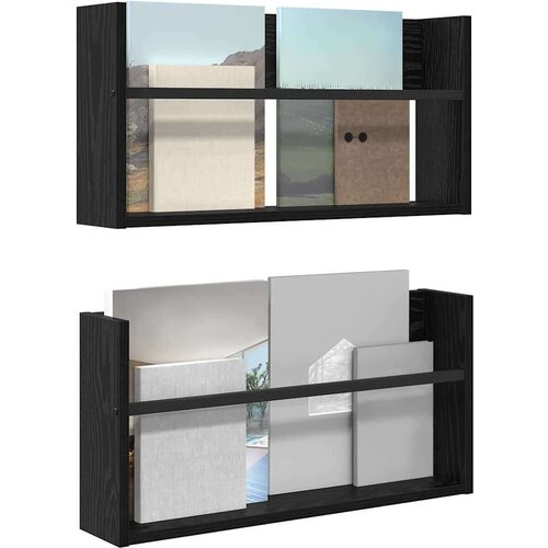  Polica za časopise s policom 2 pcs Crni hrast 60 x 12 x 30 cm Slike
