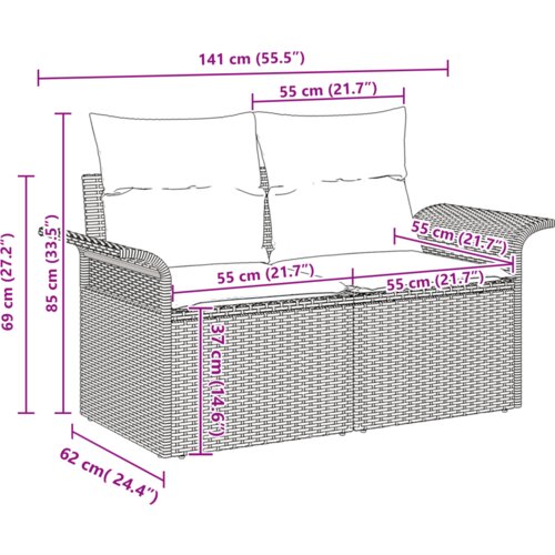 vidaXL 8-delni set vrtnih sof z blazinami črn poli ratan akacija, 2-sedežna vrtna sofa z blazinami črn poli ratan, 3-delni vrtni jedilni set z blazinami črn poli ratan akacija Cene