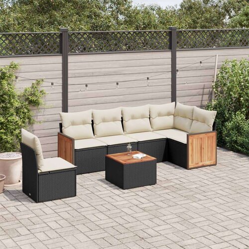 VidaXL 7-dijelni set vrtnih sofa od poliratana s jastucima crni Slike