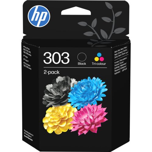 HP 303 2-pack Črna/Tri-barvna Originalna Tinta Patrone rezervoar s črnilom 2 kom Standardni donos Črna, Modra, Magenta, Rumena Cene