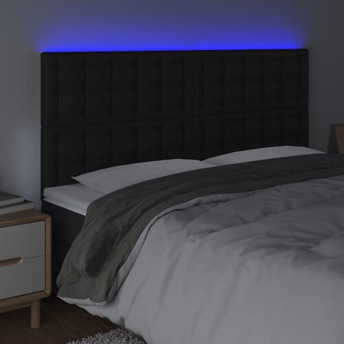  LED uzglavlje crno 160x5x118/128 cm od umjetne kože Slike