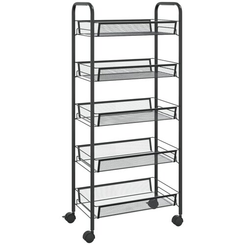 Kuhinjska kolica s 5 razina crna 46 x 26 x 105 cm željezna Slike