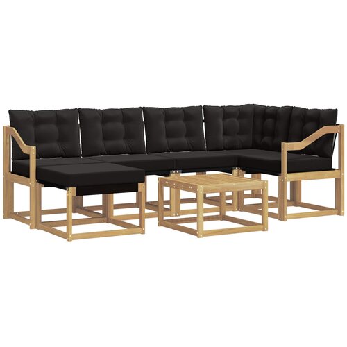 vidaXL Zunanja garnitura za sedenje z blazino 7 pcs Bela in črna, (5000281954) Cene