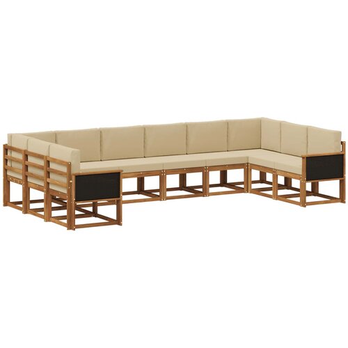 vidaXL Zunanja garnitura za sedenje z blazino 10 pcs Naravna in bež, (5000280901) Cene