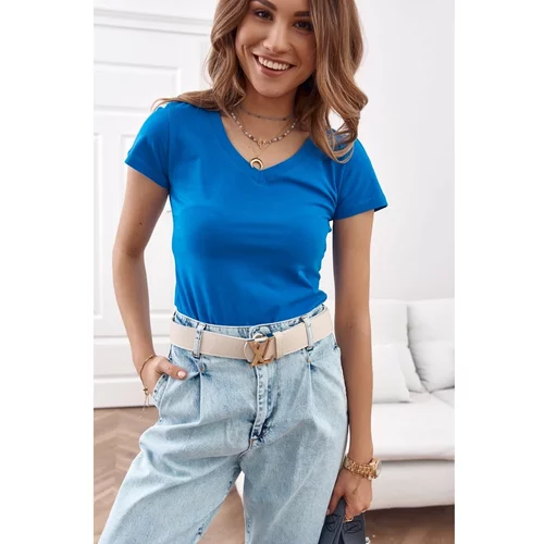 Fasardi V-neck t-shirt in cornflower blue color