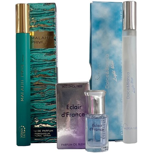 Neo Parfum Ženski set parfema Dolce & Blanca Light Blue, EDT, 17 ml + Malahit Prive, EDT, 17 ml + Parfemsko ulje Eclair d'France, 6 ml Cene