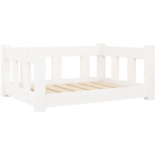  Krevet za pse bijeli 65,5 x 50,5 x 28 cm od masivne borovine Slike