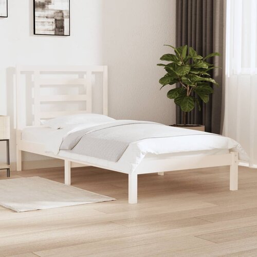 Furnova Posteljni okvir brez vzmetnice bel 90x190 cm trdna borovina, (21936069) Slike