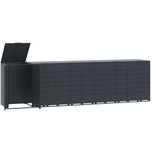 VidaXL Spremi&amp;scaron;te za 6 kante za otpad antracit 414x79x117 cm čelično Slike