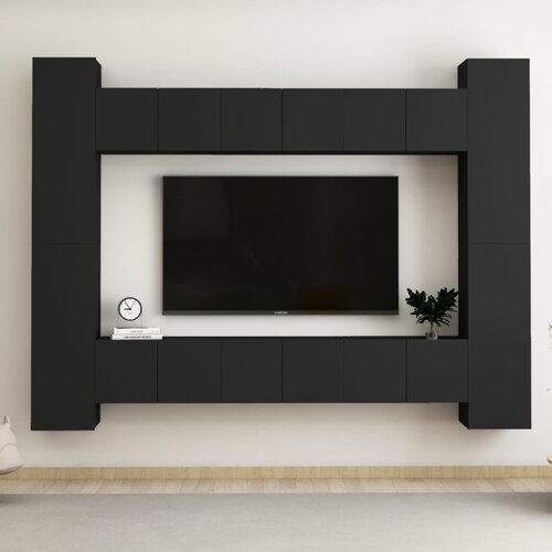  10-dijelni set TV ormarića crni od iverice Slike