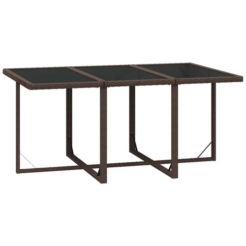  7-dijelni vrtni blagovaonski set s jastucima poliratan smeđi Smeđa 163 cm table length Slike