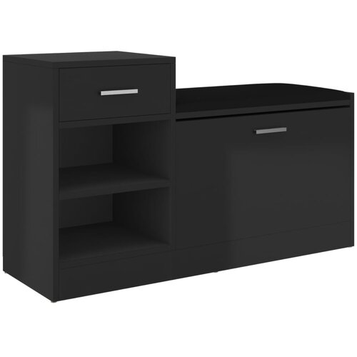 Maison Chic Klop za čevlje - Sedež za čevlje visok sijaj črna 94,5x31x57 cm inženirski les, (21776460) Slike