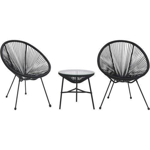 vidaXL 3-dijelni vrtni blagovaonski set od PVC ratana crni Cijene