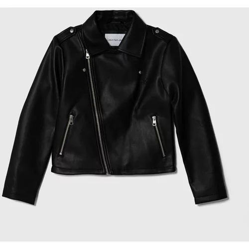 Calvin Klein Jeans Otroška biker jakna črna barva