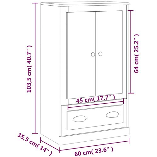  Visoka komoda bijela 60 x 35,5 x 103,5 cm od konstruiranog drva Slike