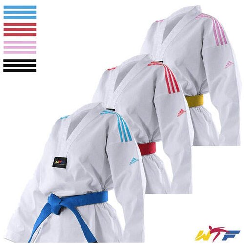 PrideShop Taekwondo kimono WT Adidas - Club 3 Color - 170 , Bela z roza črtami Cene