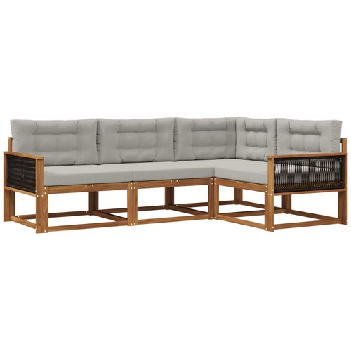vidaXL Zunanja garnitura za sedenje 4 pcs Naravna in svetlo siva, (5000281782) Cene