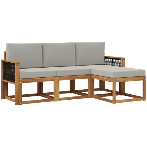 vidaXL Zunanja garnitura za sedenje 4 pcs Naravna in svetlo siva, (5000279603) Cene
